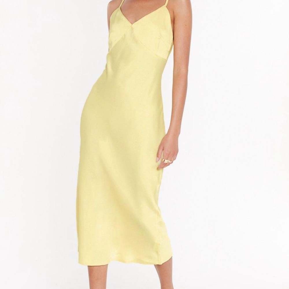 Nasty Gal Yellow Satin Dress